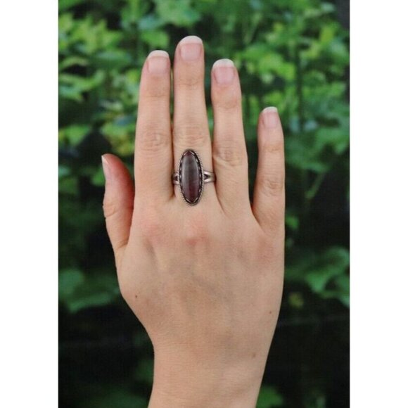 Sterling Silver Natured Gray and Red Moss Agate Ring Size 8 - Picture 2 of 8